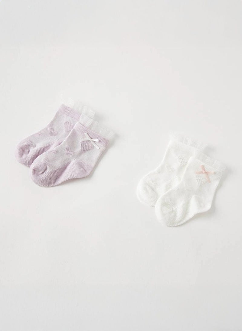 Dave & Bella Purple hearts socks set - Image 1